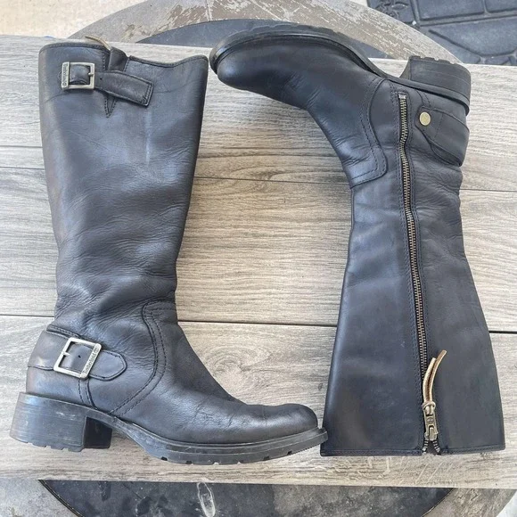 Timberland Boots Women 7.5M Black Leather Waterproof Knee High Riding SOLD OUT - Picture 8 of 16